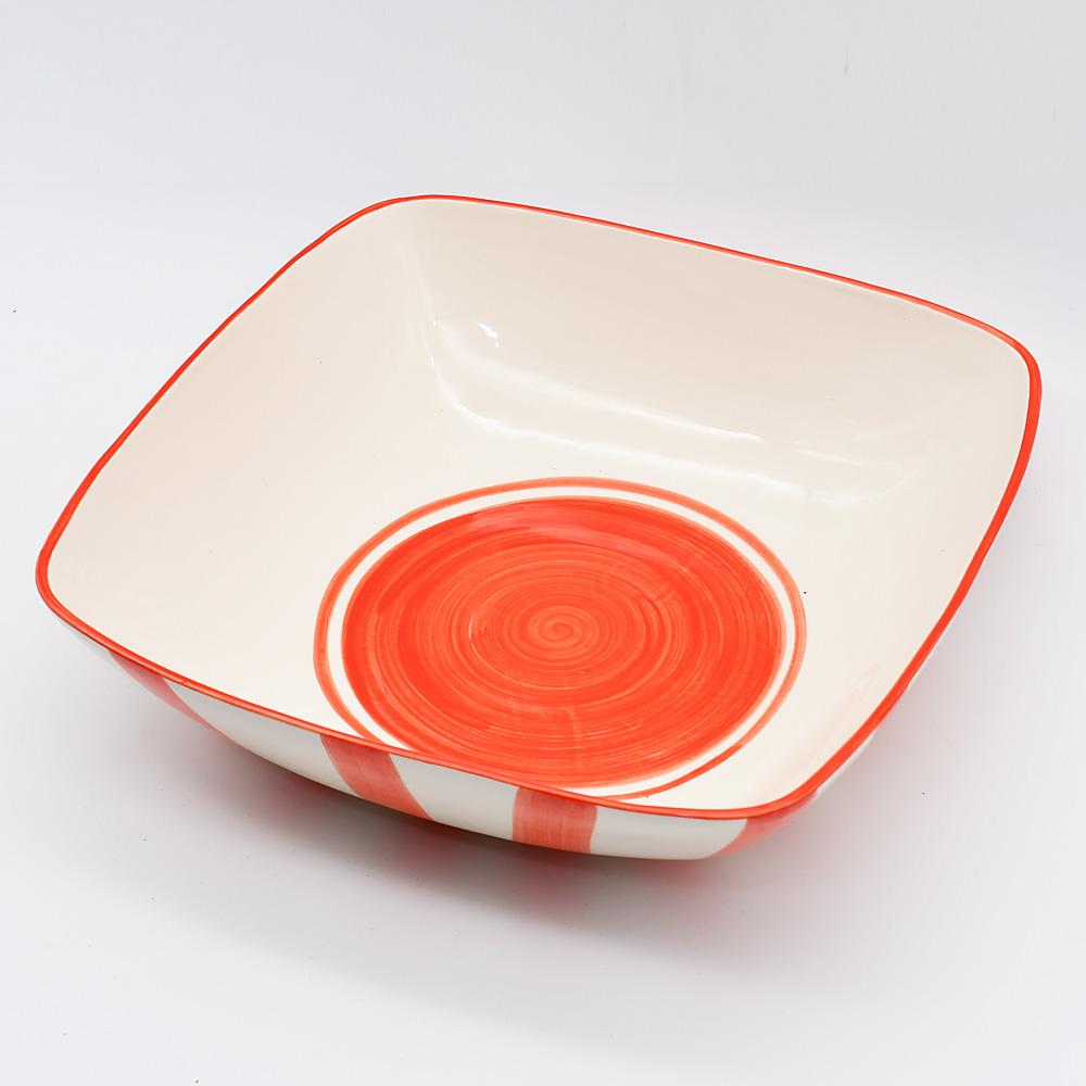 Costa Nova Mar I Striped Salad Bowl 11.0'' - Red