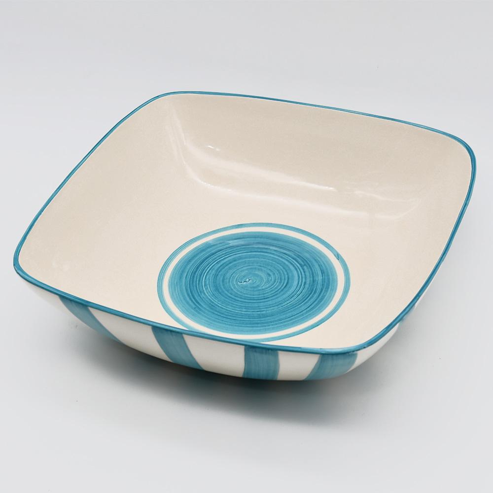 Costa Nova Mar I Striped Salad Bowl 11.0'' - Turquoise