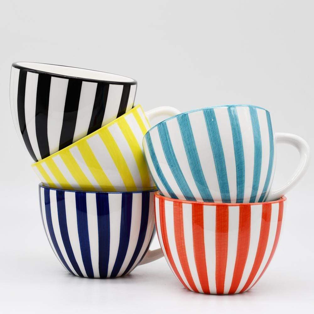 Costa Nova Mar | Striped Ceramic Large Cup - Black