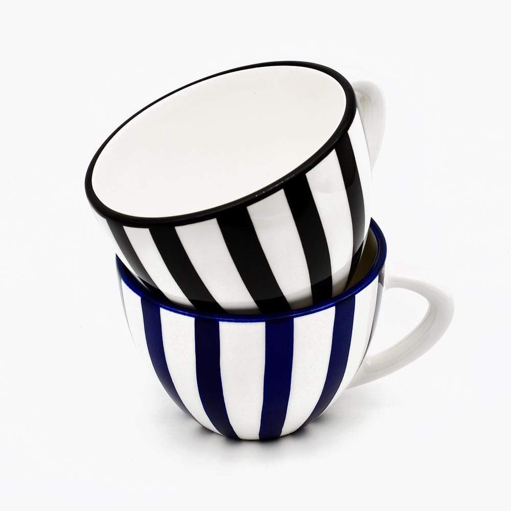 Costa Nova Mar | Striped Ceramic Large Cup - Black