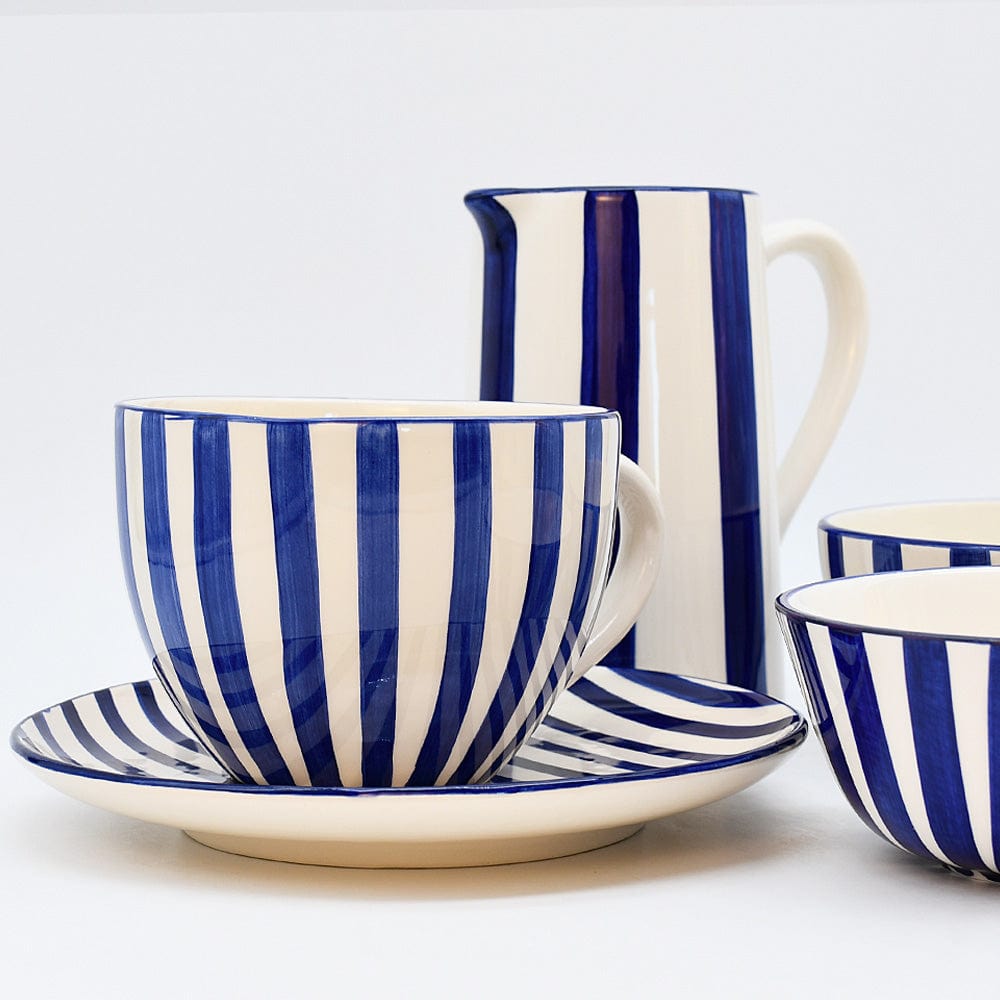 Costa Nova Mar | Striped Ceramic Large Cup - Blue