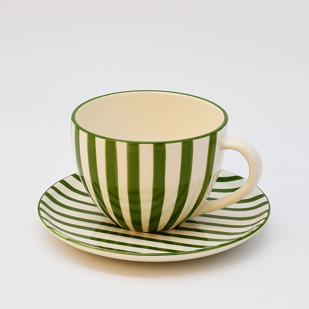 Costa Nova Mar | Striped Ceramic Large Cup - Green