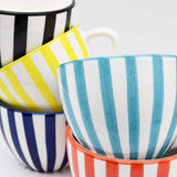 Costa Nova Mar | Striped Ceramic Large Cup - Turquoise