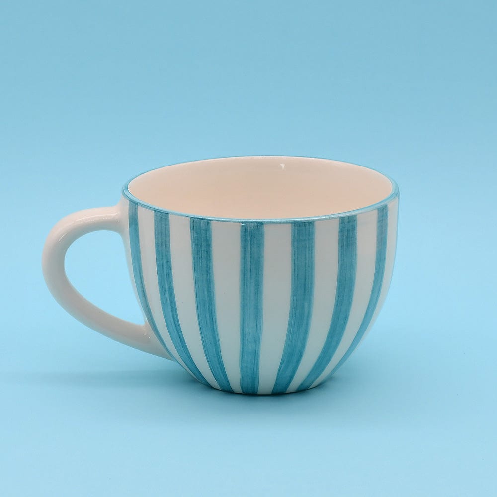 Costa Nova Mar | Striped Ceramic Large Cup - Turquoise