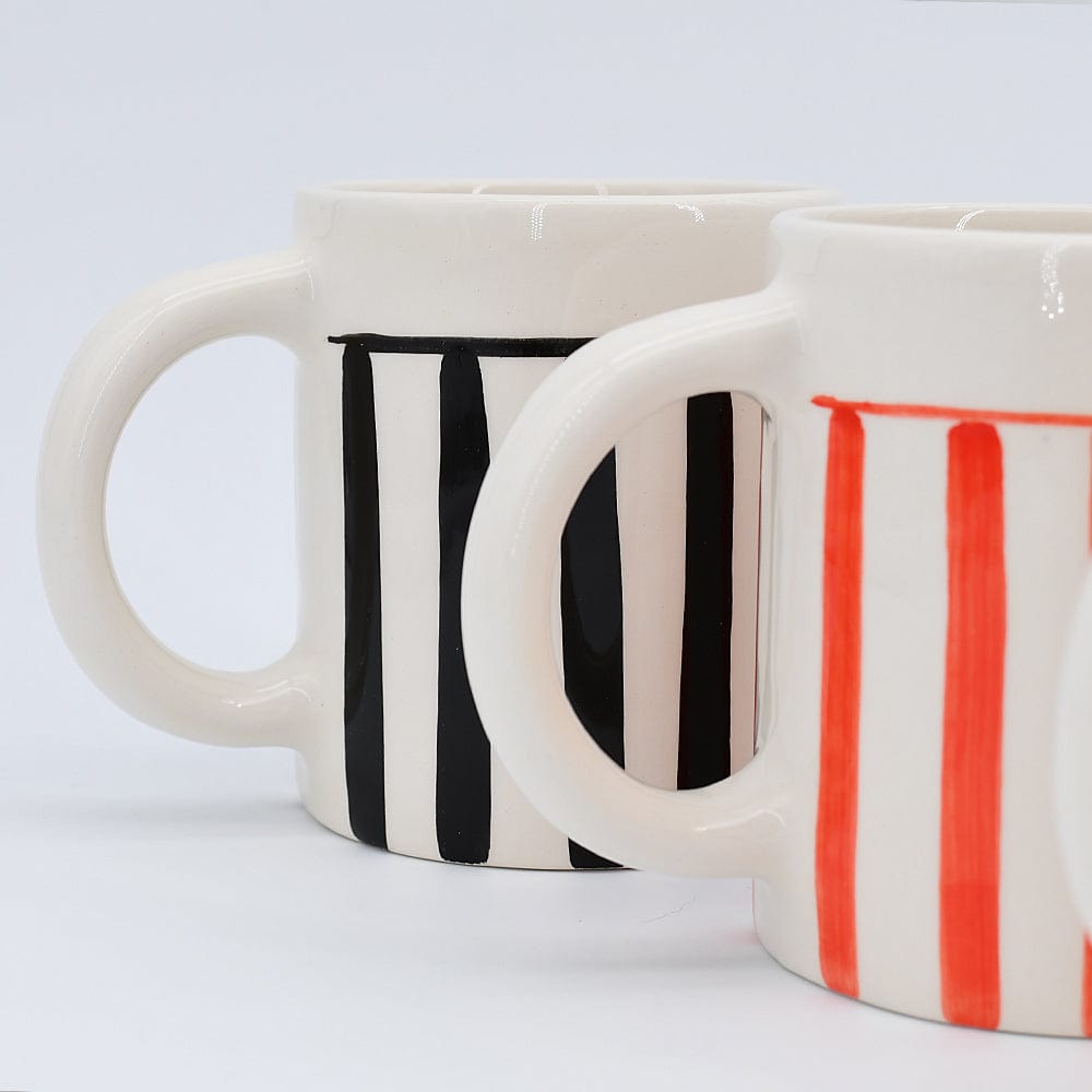 Costa Nova Mar | Striped Ceramic Mug - Black