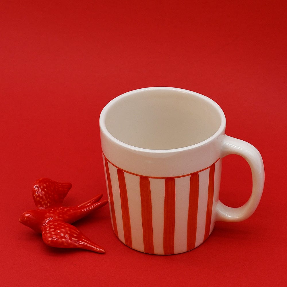 Costa Nova Mar | Striped Ceramic Mug - Red