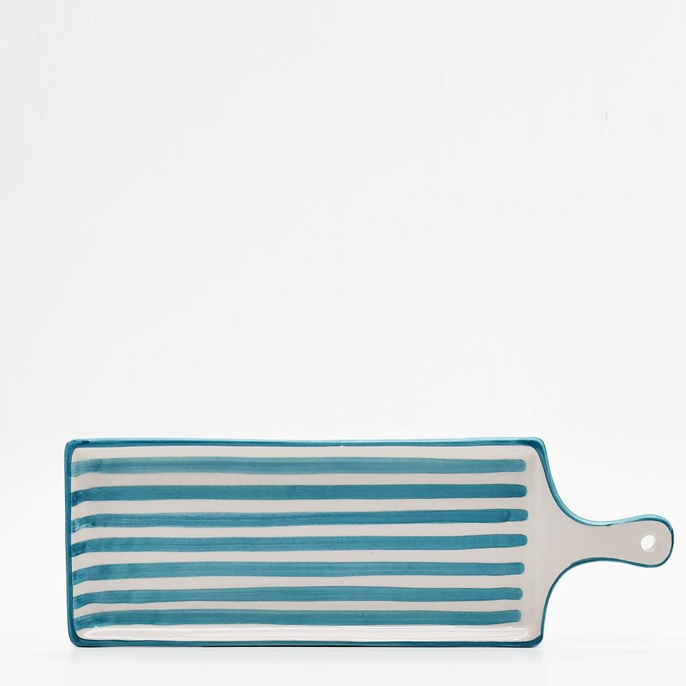 Costa Nova Mar | Striped Ceramic Serving Dish - Turquoise