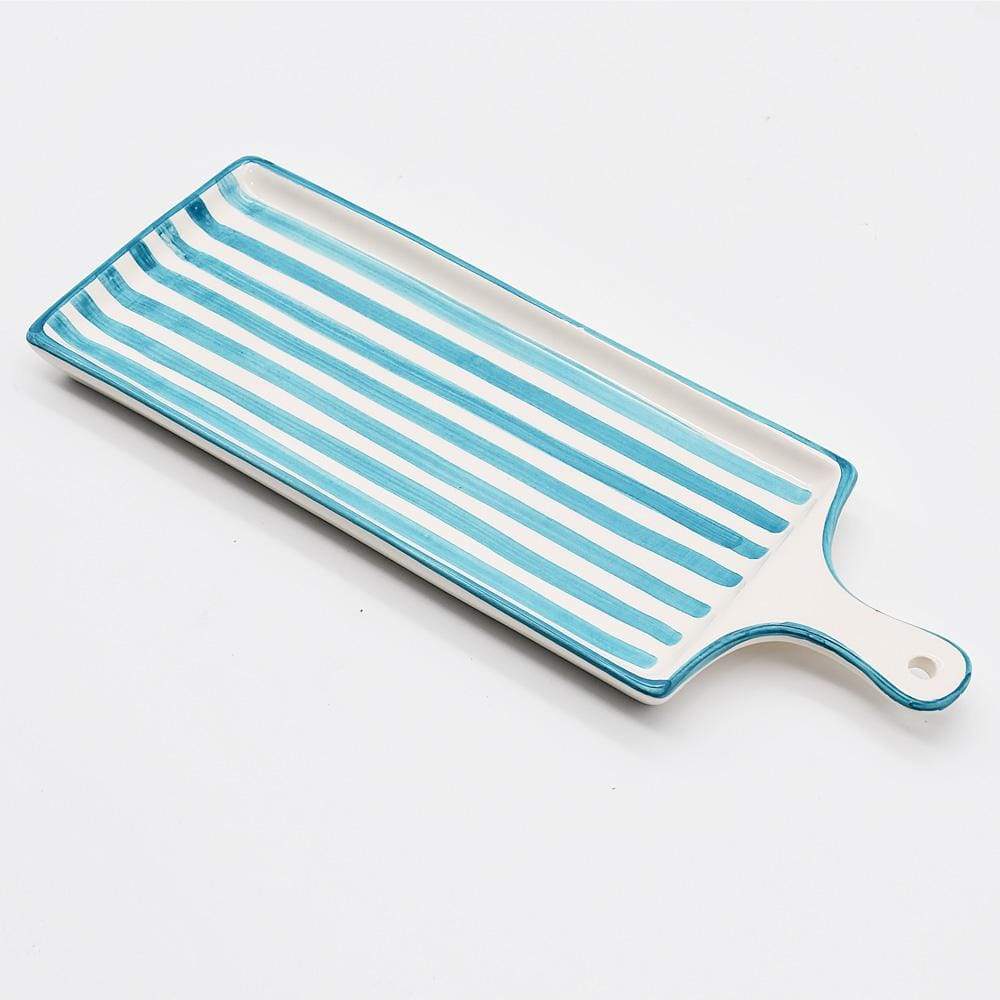 Costa Nova Mar | Striped Ceramic Serving Dish - Turquoise