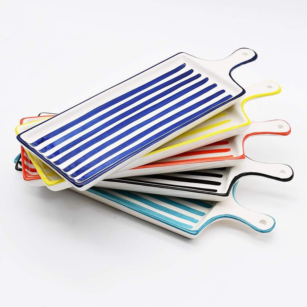 Costa Nova Mar | Striped Ceramic Serving Dish - Turquoise