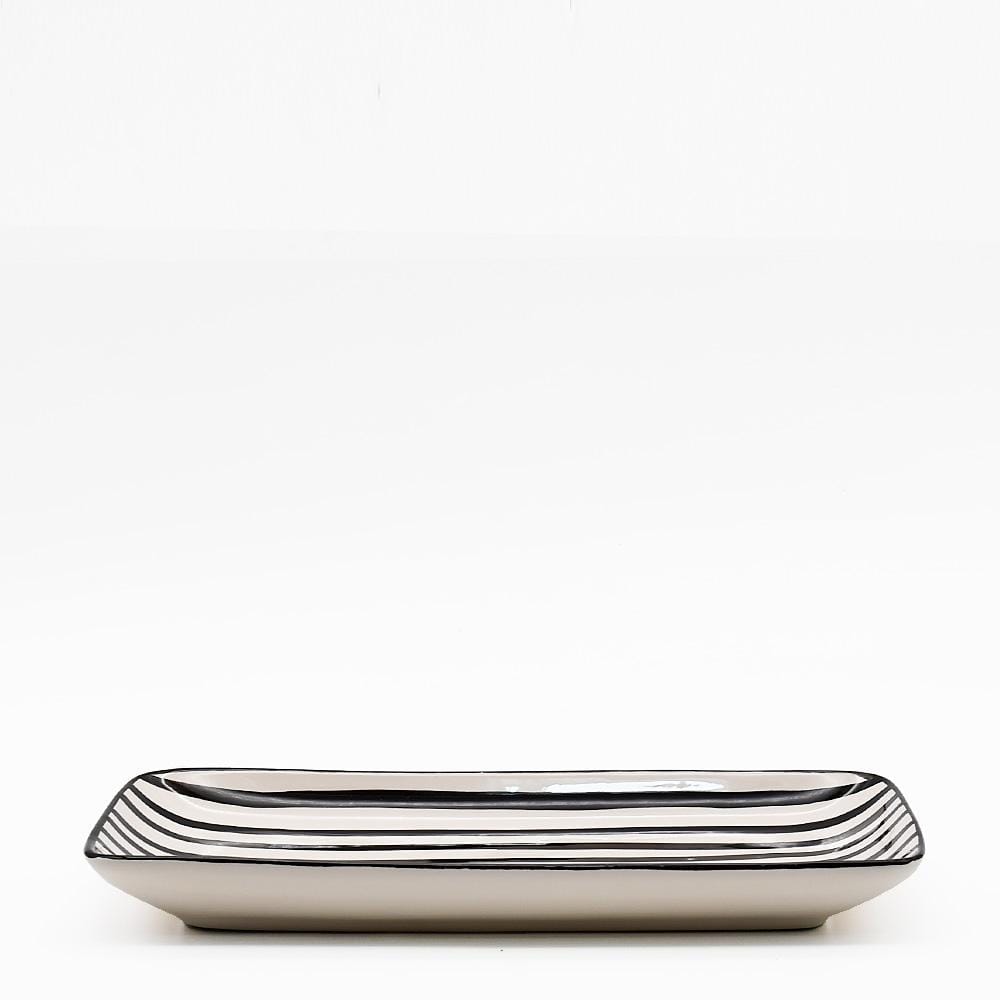 Costa Nova Mar | Striped Ceramic Serving Platter - Black