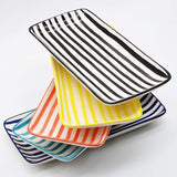 Costa Nova Mar | Striped Ceramic Serving Platter - Black