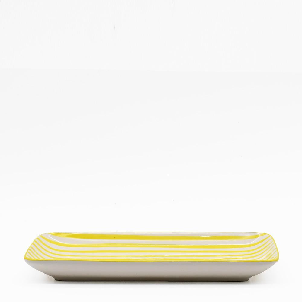 Costa Nova Mar | Striped Ceramic Serving Platter - Yellow