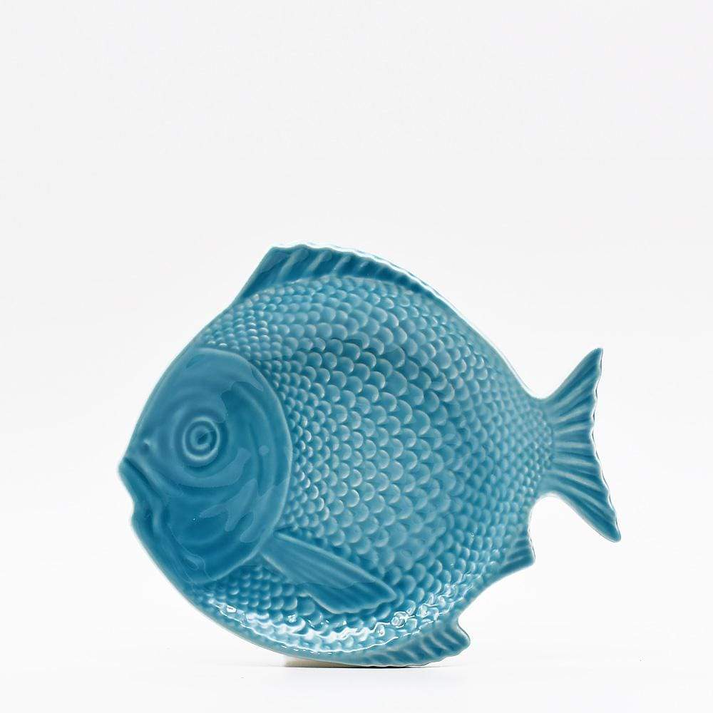 Fish-shaped Ceramic Dinner Plate - Turquoise