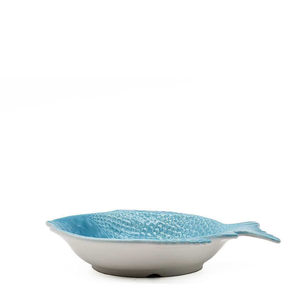 Fish-shaped Ceramic Dinner Plate - Turquoise