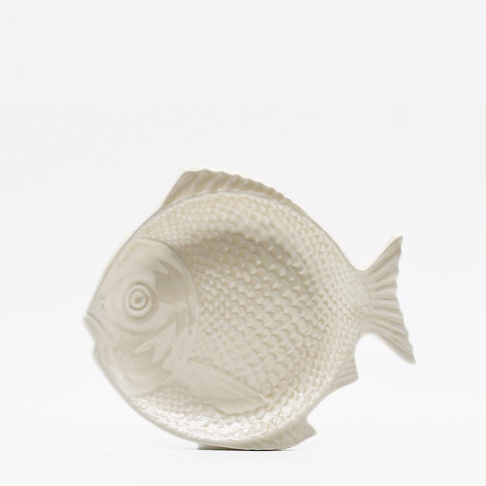 Fish-shaped Ceramic Dinner Plate - White