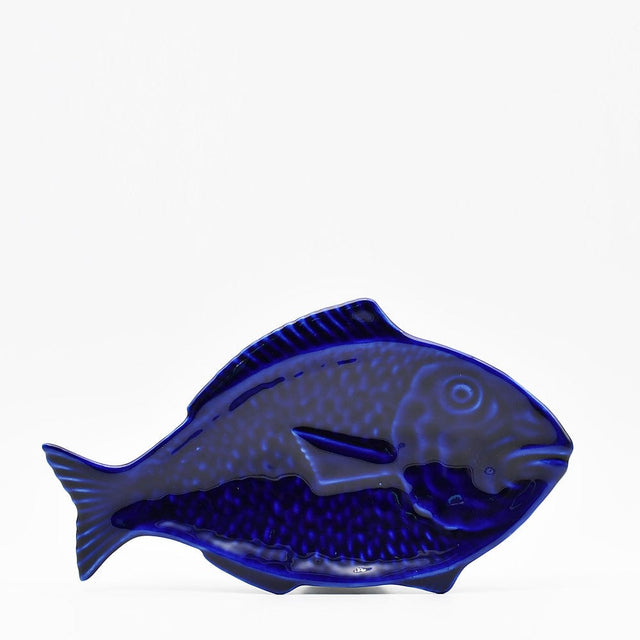 Fish-shaped Ceramic Plate - Blue 11.8"