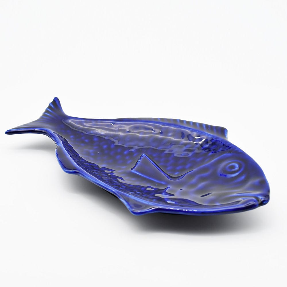 Fish-shaped Ceramic Plate - Blue 11.8"