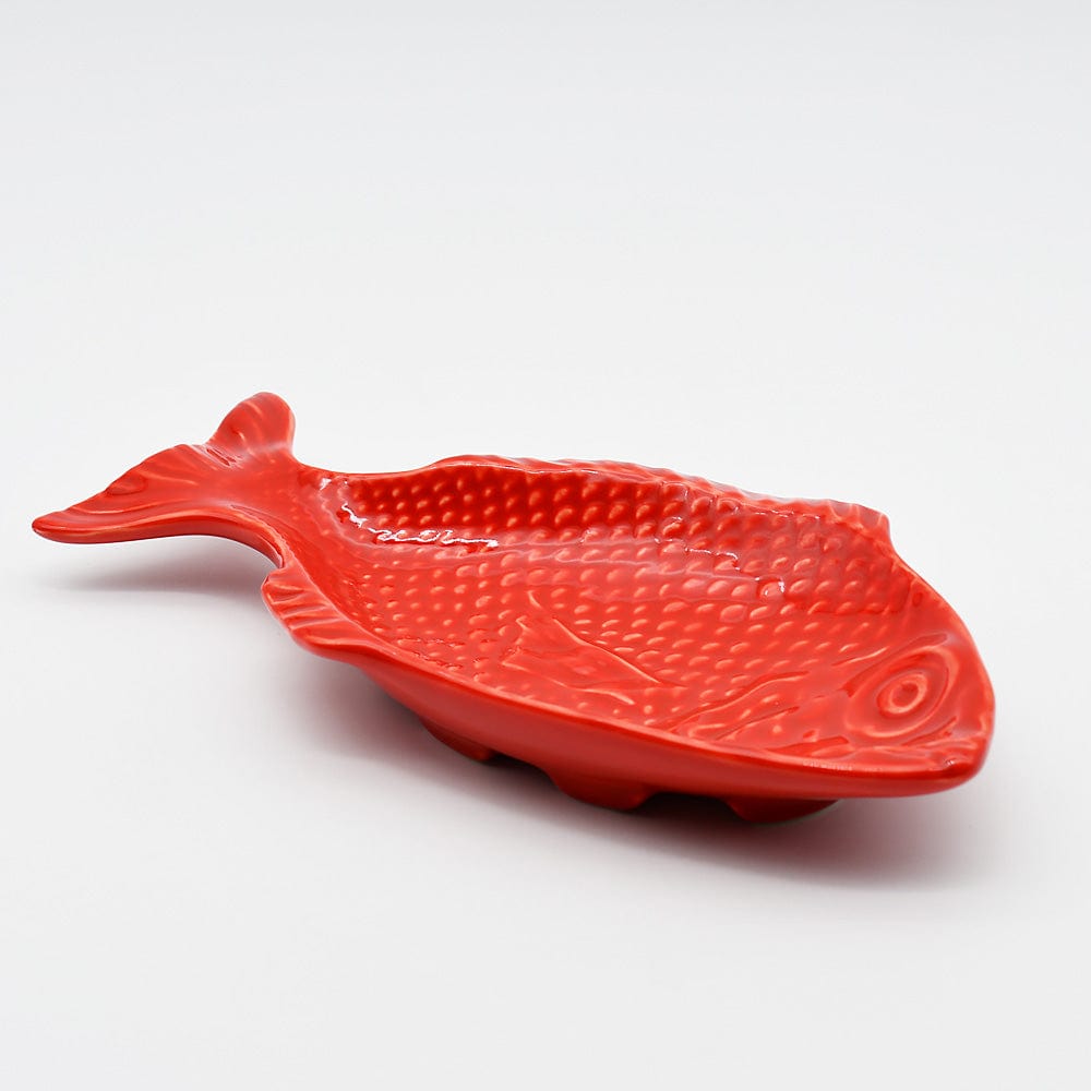 Fish-shaped Ceramic Plate - Red 9.8"