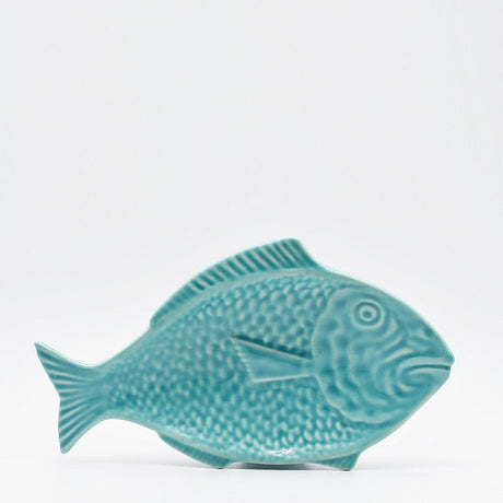 Fish-shaped Ceramic Plate - Turquoise 11.8"