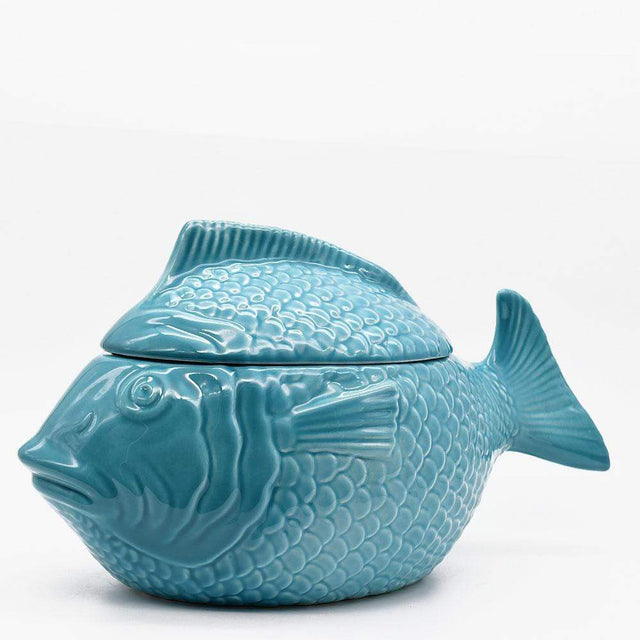 Fish-shaped Ceramic Tureen - Turquoise