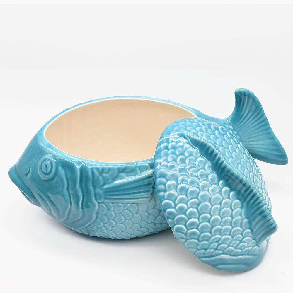 Fish-shaped Ceramic Tureen - Turquoise