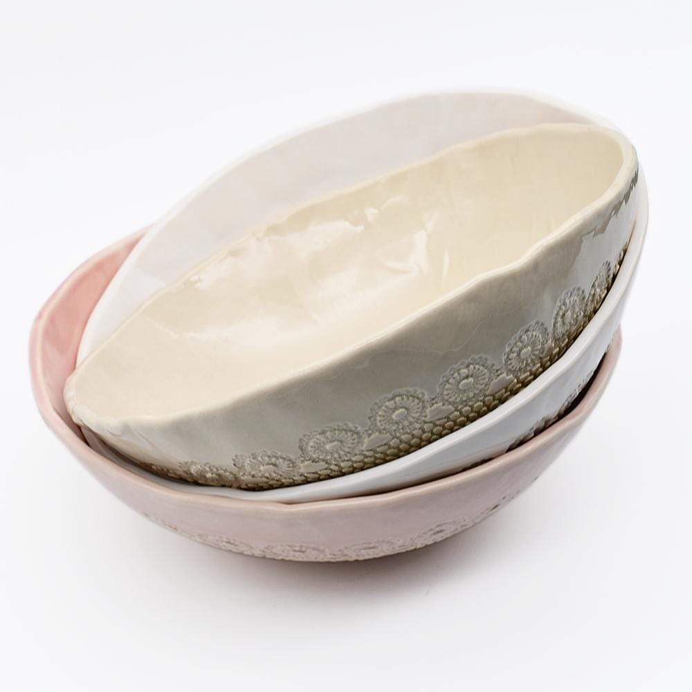 Flores I Beige salad bowl - 25cm