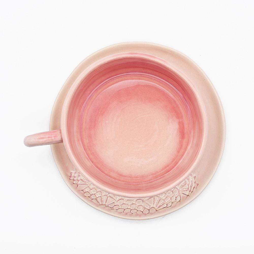 Flores I Pink cup and saucer - 12cm