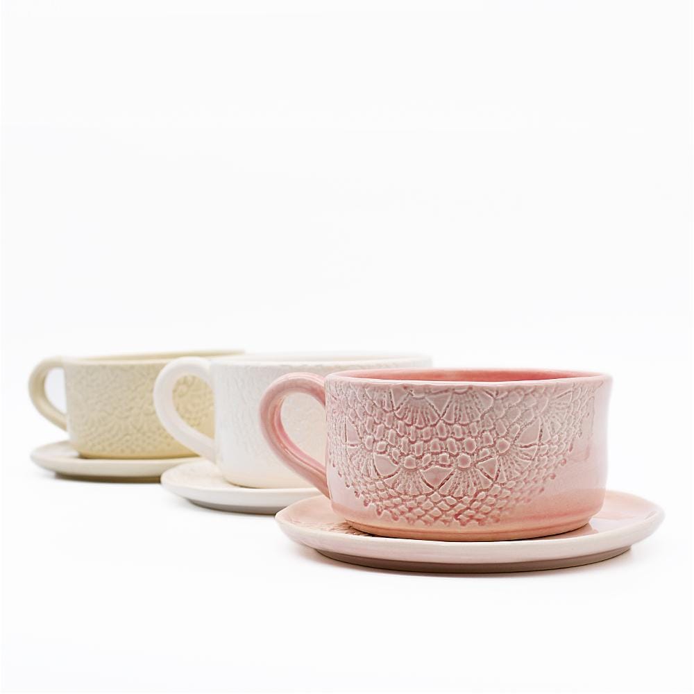 Flores I Pink cup and saucer - 12cm