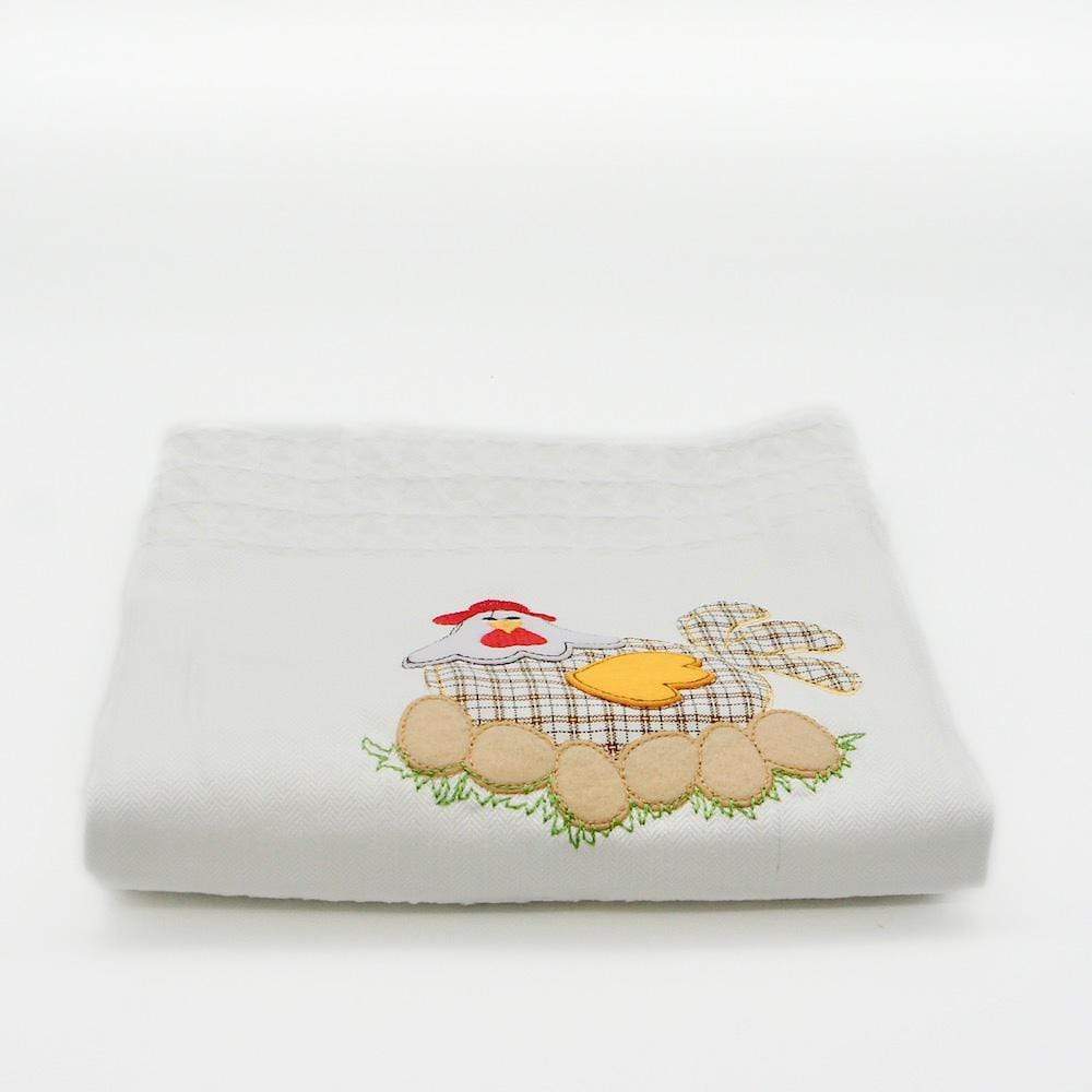 Galinha I Embroidered Kitchen Towel Beige