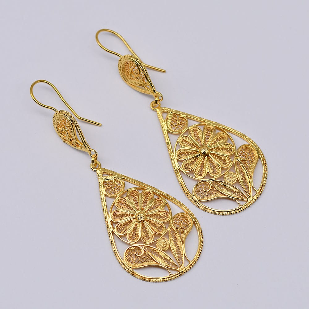 Gold-plated silver earrings - 2.3"