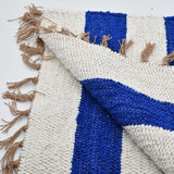 Handmade Striped Rug - Blue & White