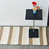 Handmade Striped Rug - White, beige, brown