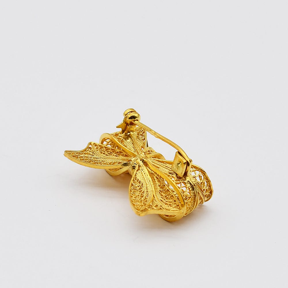 Laço I Gold plated Silver filigree Brooch - 1.0"