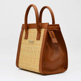 Leather and Reed handbag 10.2'' - Natural