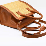 Leather and Reed handbag 10.2'' - Natural