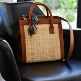 Leather and Reed handbag 10.2'' - Natural