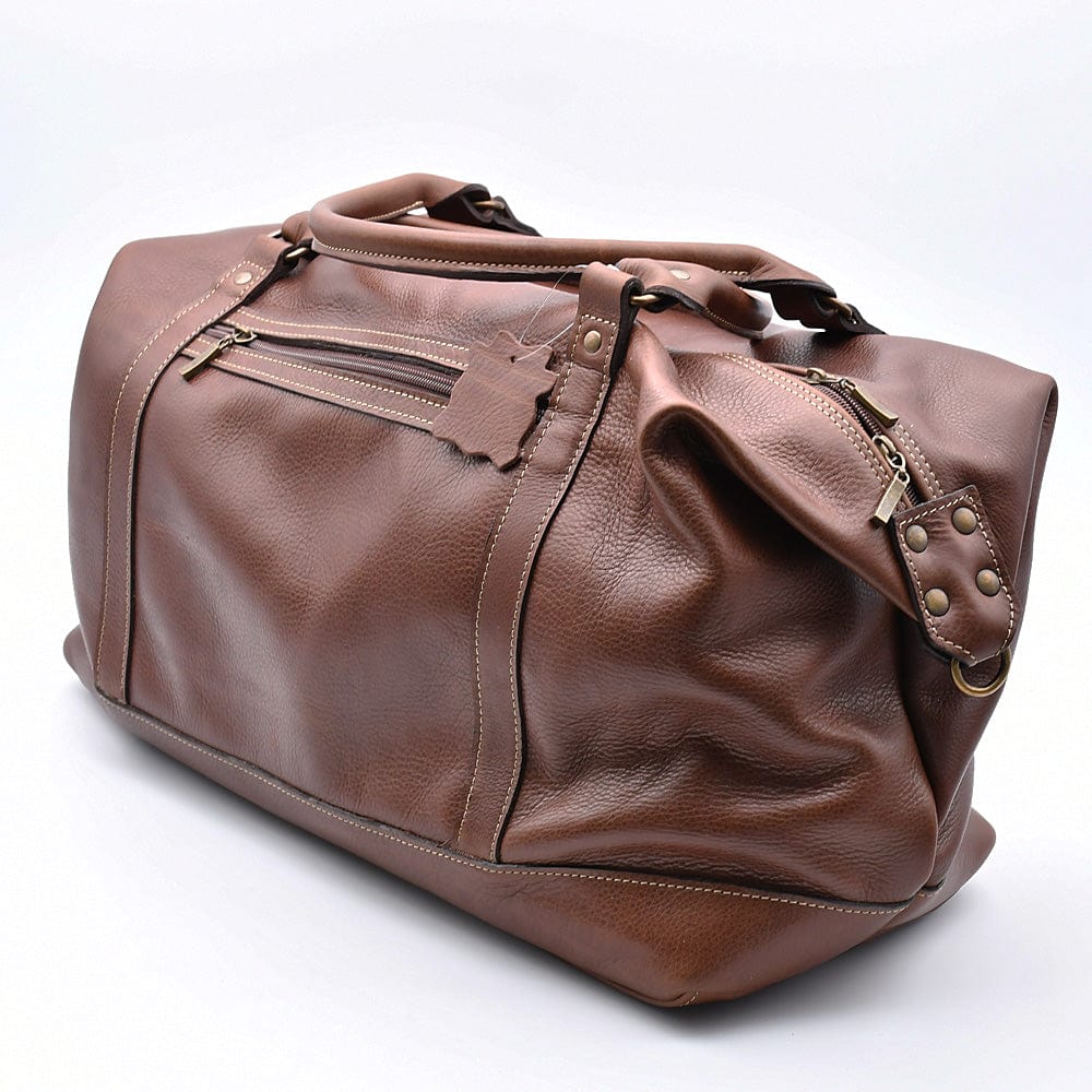 Leather Weekender Bag - Brown