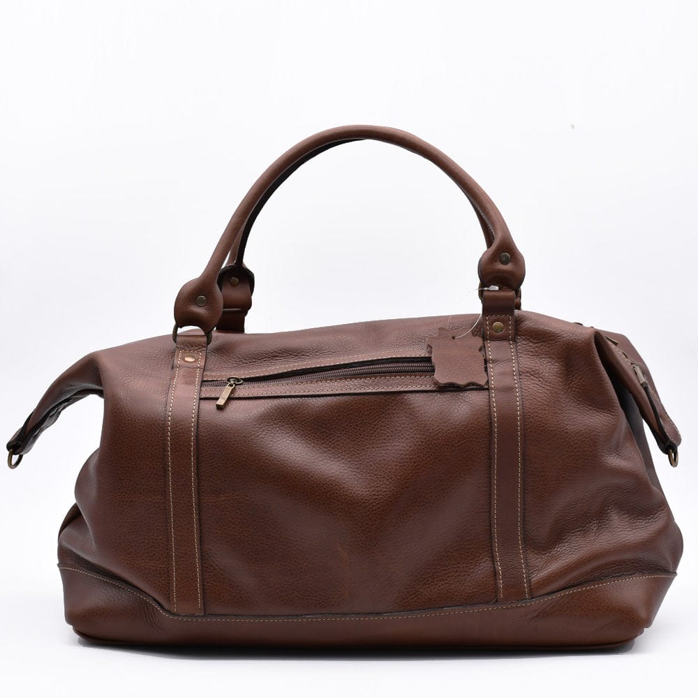 Leather Weekender Bag - Brown