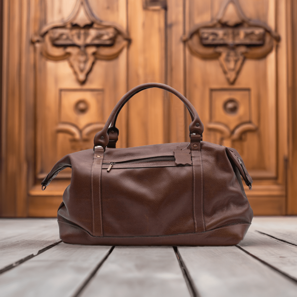 Leather Weekender Bag - Brown