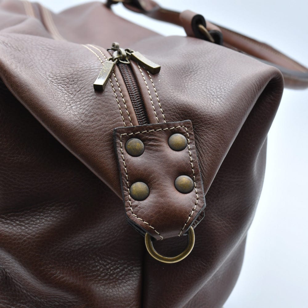 Leather Weekender Bag - Brown