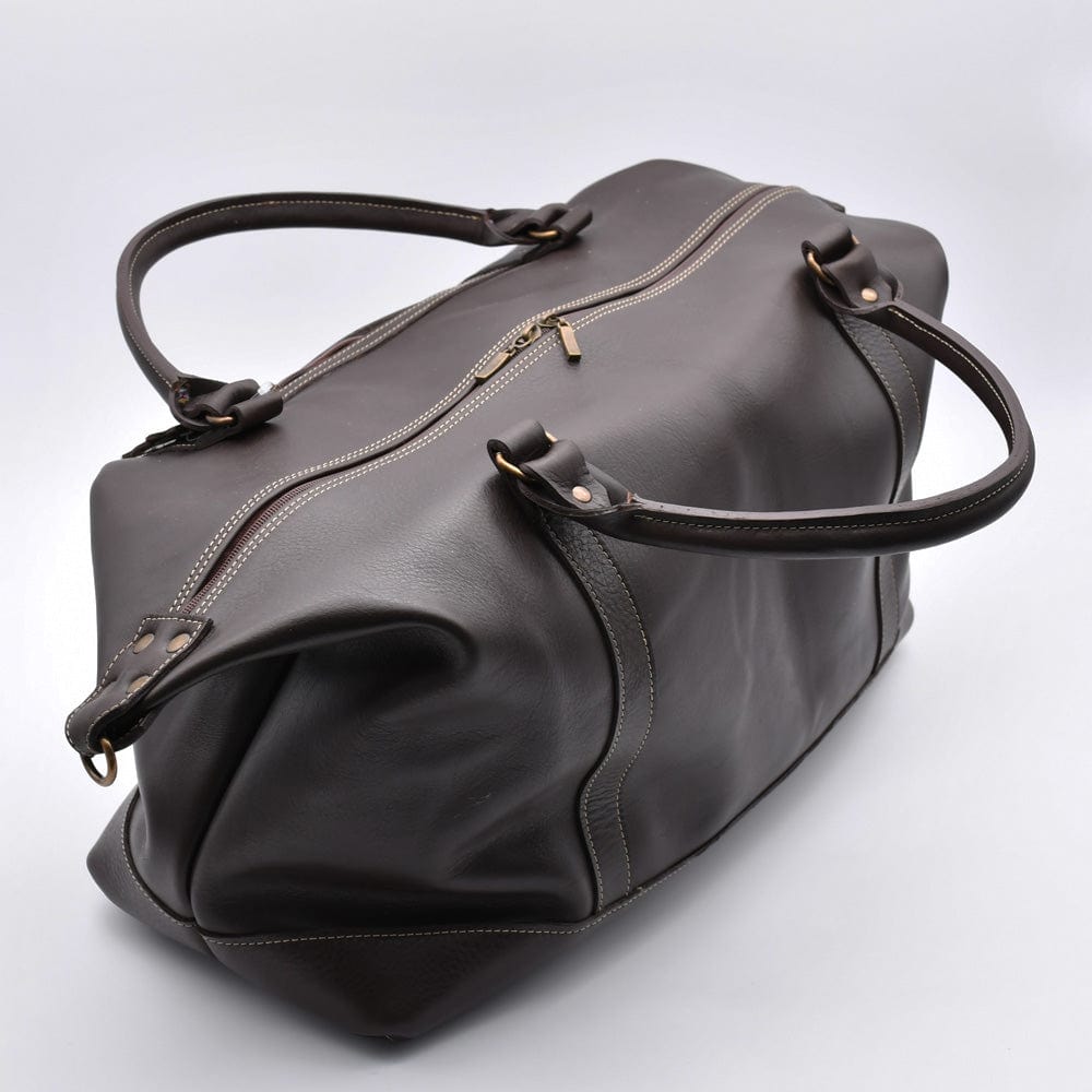 Leather Weekender Bag - Dark Brown