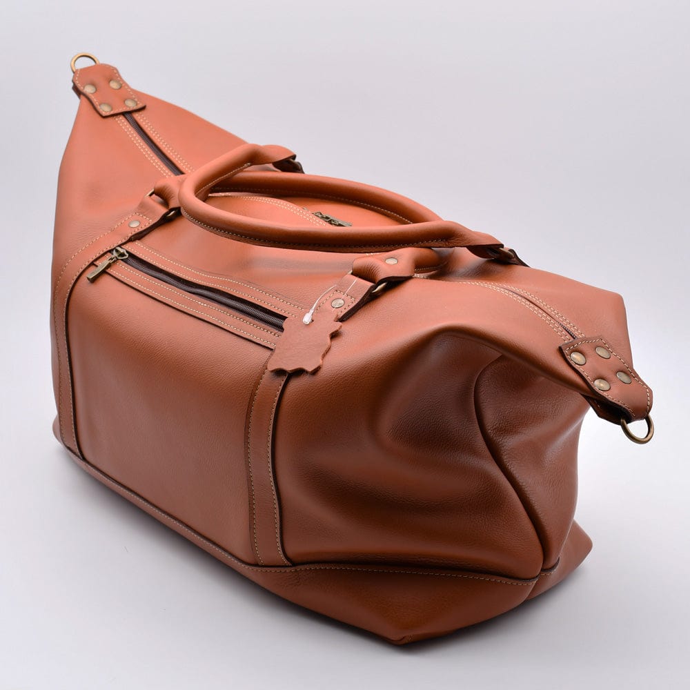 Leather Weekender Bag - Light Brown