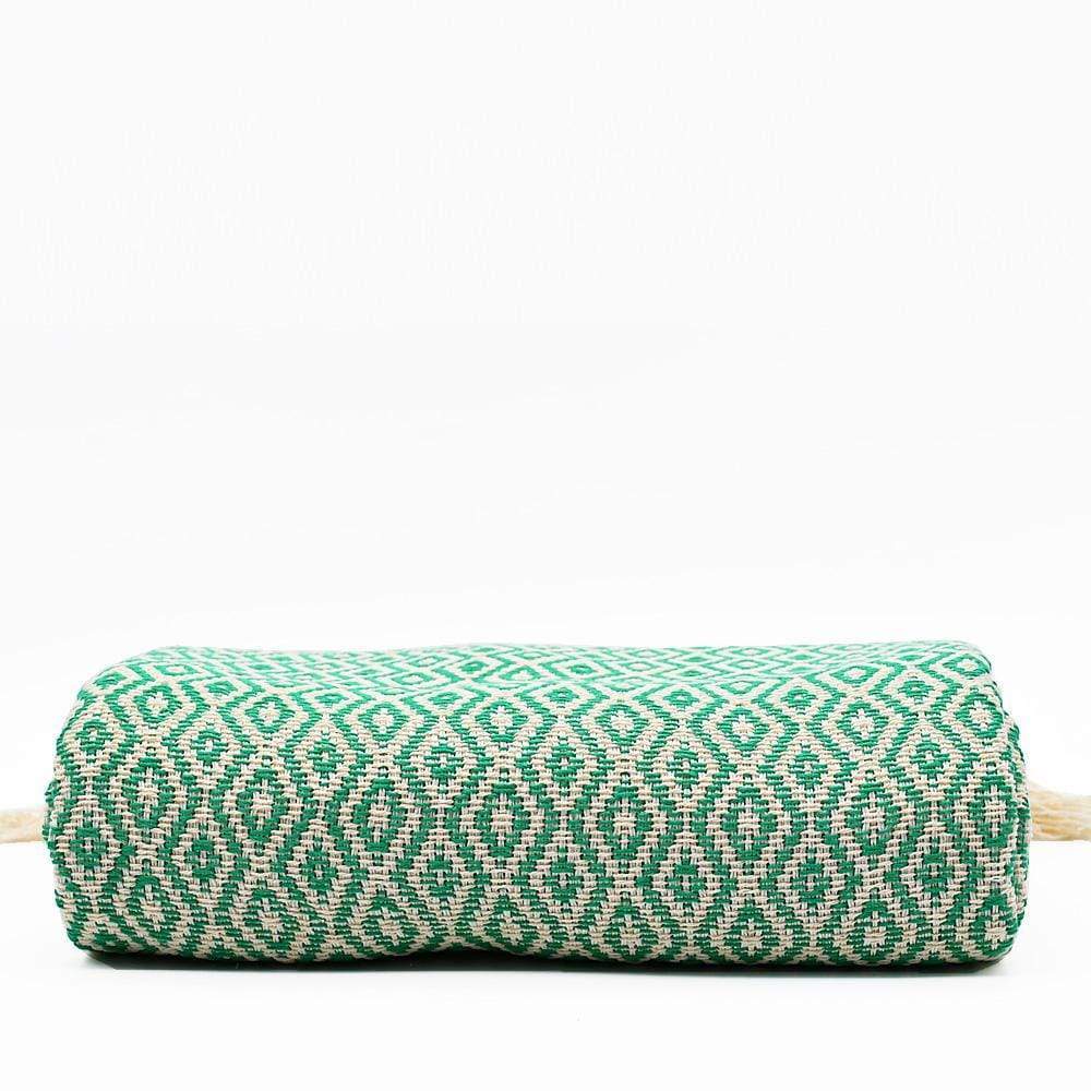 Losango I Cotton Fringed Blanket - Green