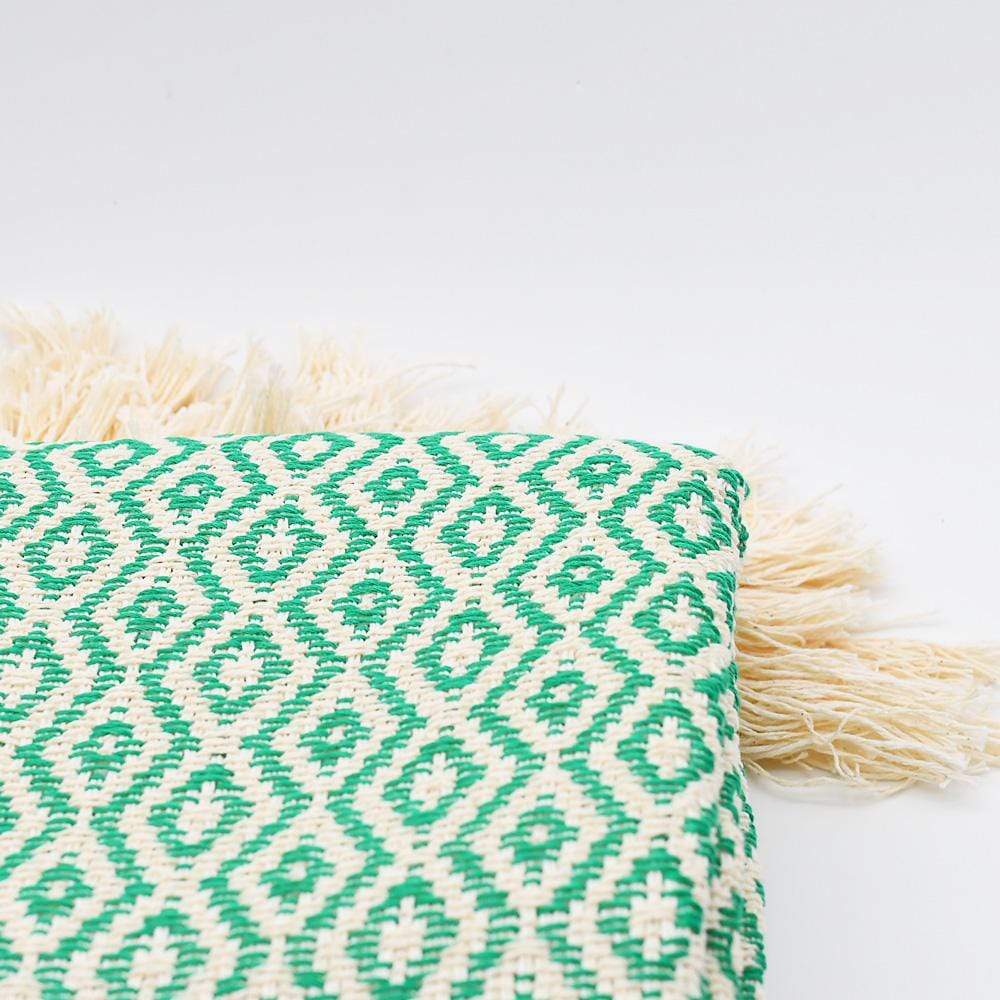 Losango I Cotton Fringed Blanket - Green