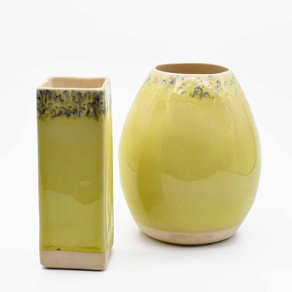 Madeira I Stoneware Oval Vase - Yellow