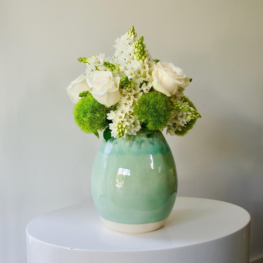 Madeira | Oval Stoneware Vase - Green