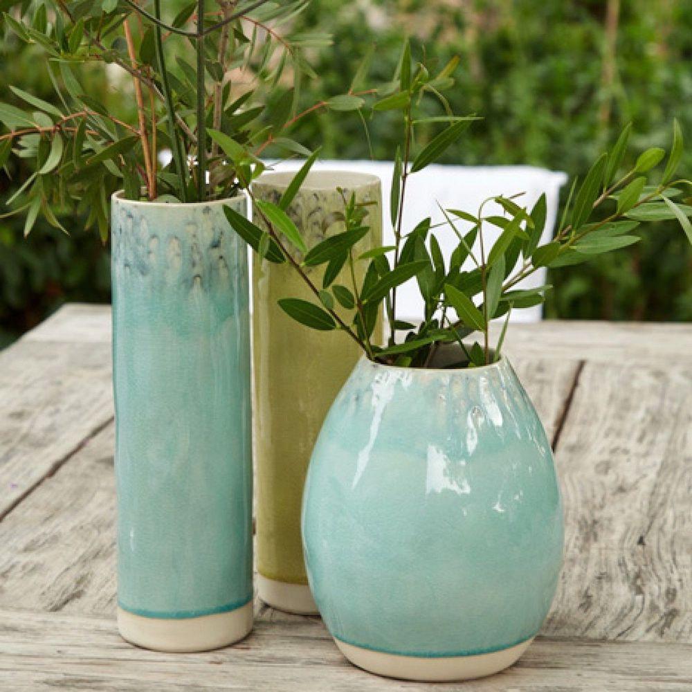 Madeira | Oval Stoneware Vase - Green