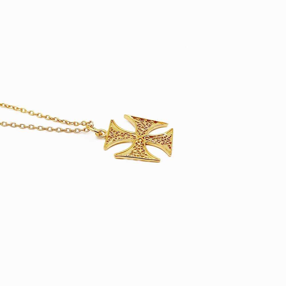 Maltese Cross Gold-plated Silver Necklace