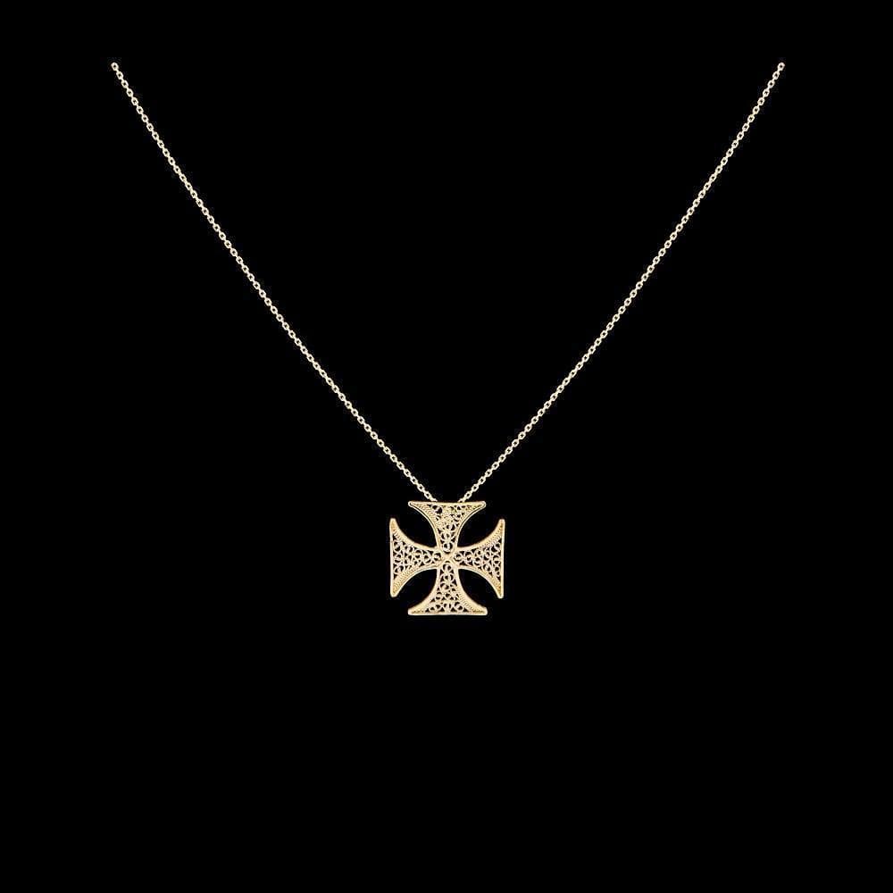 Maltese Cross Gold-plated Silver Necklace