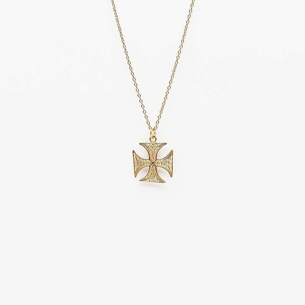 Maltese Cross Gold-plated Silver Necklace